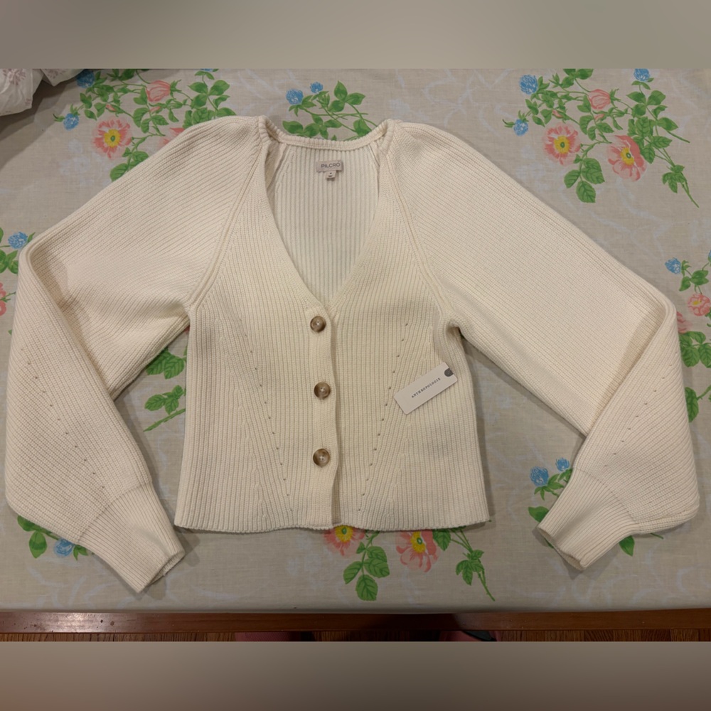 Anthropologie Pilcro Ivory Ribbed Knit Top
